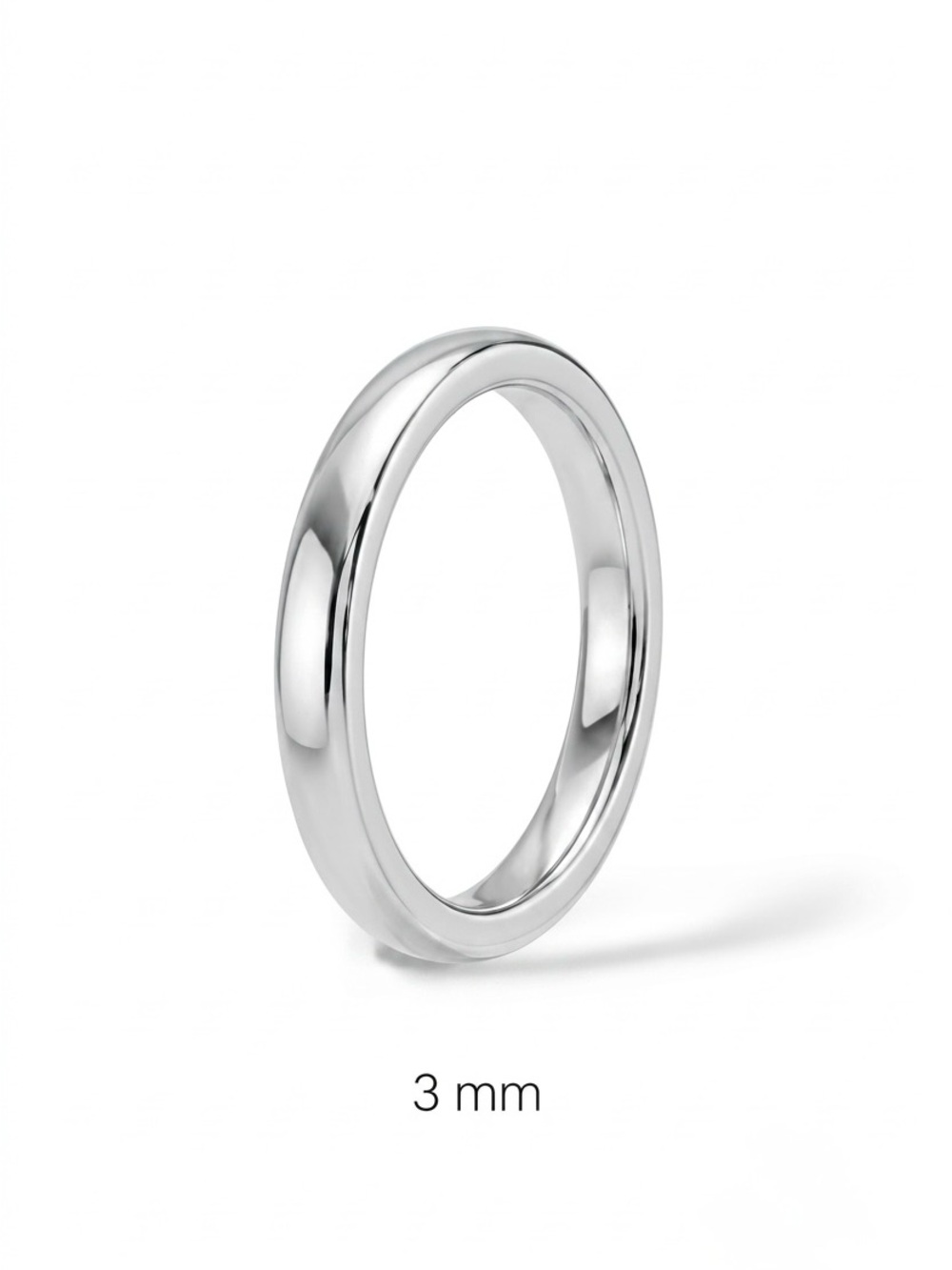 Platinum Plated Band Ring 3 mm | Simple Silver Dome Wedding Ring Minimal Jewelry